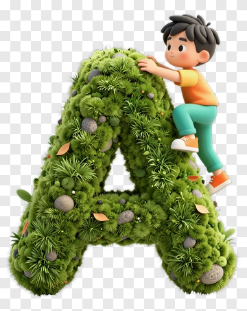 Child Climbing A Green Letter A PNG