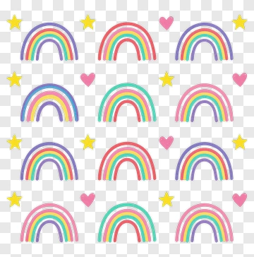 Colorful Rainbows And Stars Pattern PNG