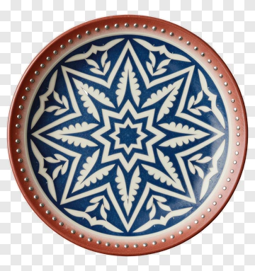 Decorative Ceramic Plate With Star Pattern PNG