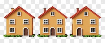 Set Of Three Cartoon Houses PNG