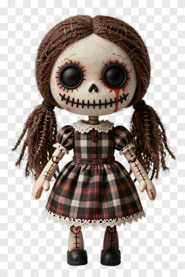 Zombie Doll With Black And White Dress PNG