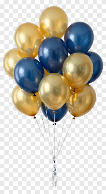 Gold And Blue Balloons Bundle PNG