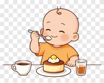 Happy Baby Eating Cake PNG