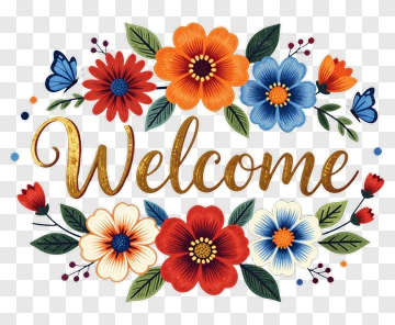 Colorful Floral Welcome Sign PNG