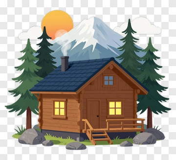 Wooden Cabin In The Mountains PNG