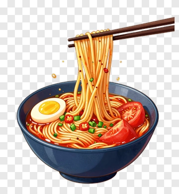 Delicious Bowl Of Noodles With Egg And Vegetables PNG