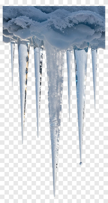 Icicles Hanging From A Snowy Roof PNG