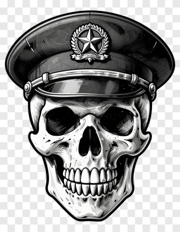 Skull Wearing A Military Hat PNG