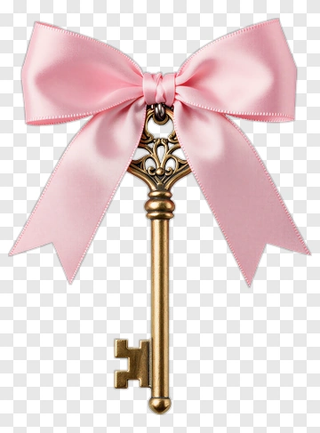Key With Pink Ribbon PNG