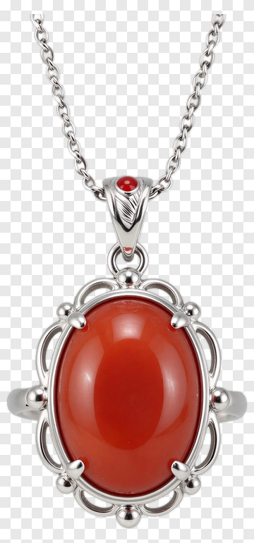 Red Oval Pendant Necklace PNG
