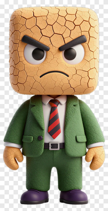 3D Cartoon Character With Angry Expression PNG
