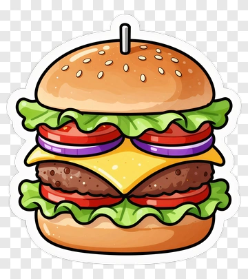 Cartoon Hamburger With Lettuce And Cheese PNG