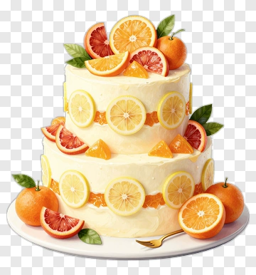 Colorful Two-Tier Cake With Citrus Fruits PNG