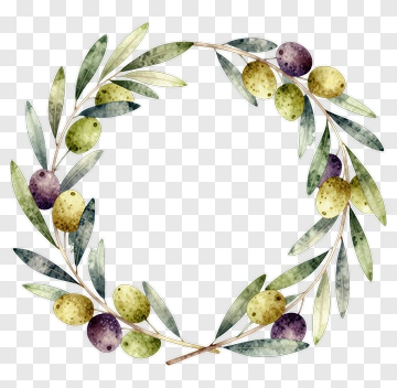 Watercolor Olive Wreath PNG