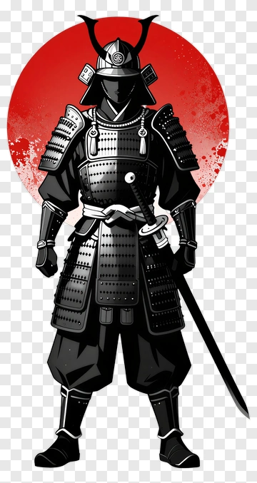 Samurai Warrior In Front Of A Red Circle PNG