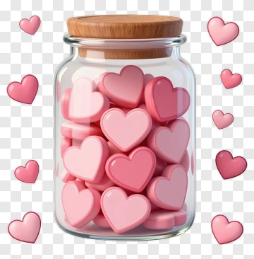 Jar Of Heart-Shaped Candy PNG