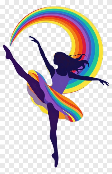 Ballet Dancer Dancing With A Rainbow PNG