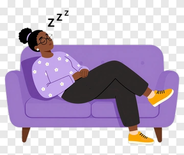 Woman Sleeping On A Purple Couch PNG