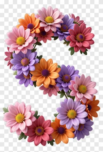 Colorful Floral Arrangement Shaped Like The Number Three PNG