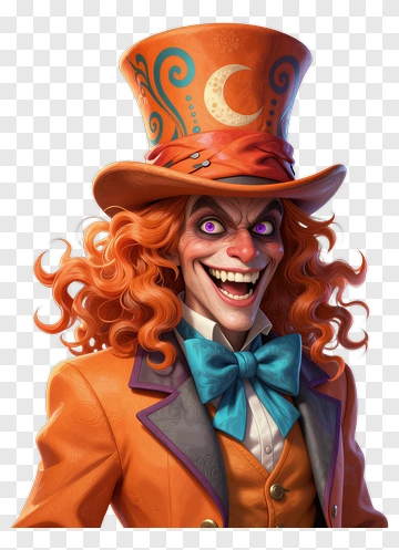 Cartoon Clown With Orange Hat And Blue Bow Tie PNG