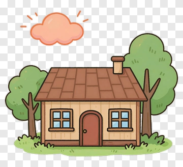 Cartoon House Surrounded By Trees PNG