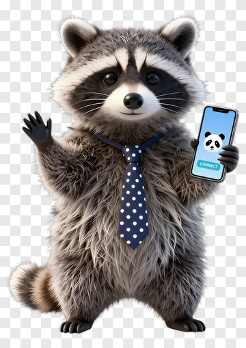 3D Raccoon Holding A Phone PNG