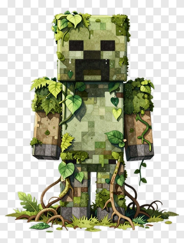 Minecraft Creeper With Vines And Leaves PNG