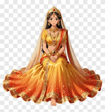 Traditional Indian Woman In Ornate Dress PNG