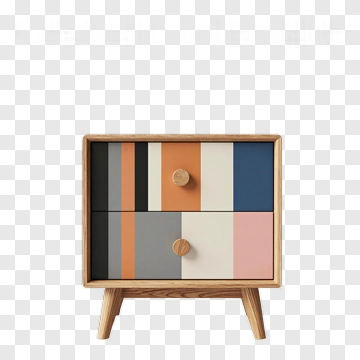 Colorful Wooden Drawer Cabinet PNG