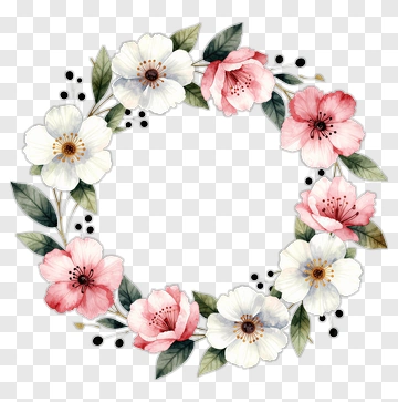 Floral Wreath With Pink And White Flowers PNG