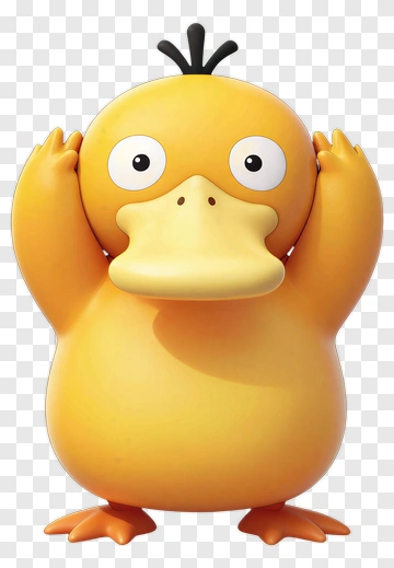 Cartoon Psyduck With Hands Raised PNG
