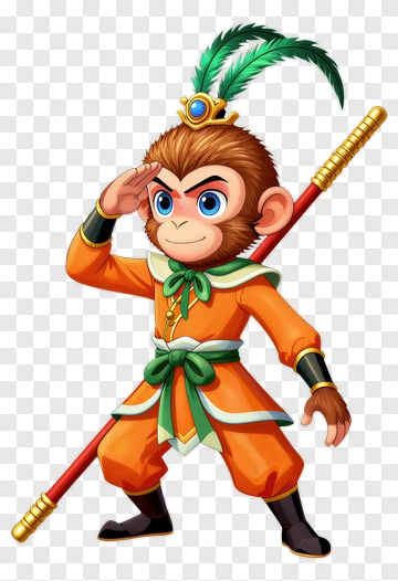 Cartoon Monkey Warrior Saluting PNG