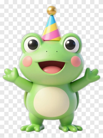 Cartoon Frog Wearing A Party Hat PNG
