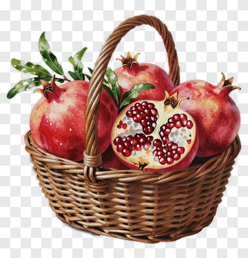 Basket Of Pomegranates PNG