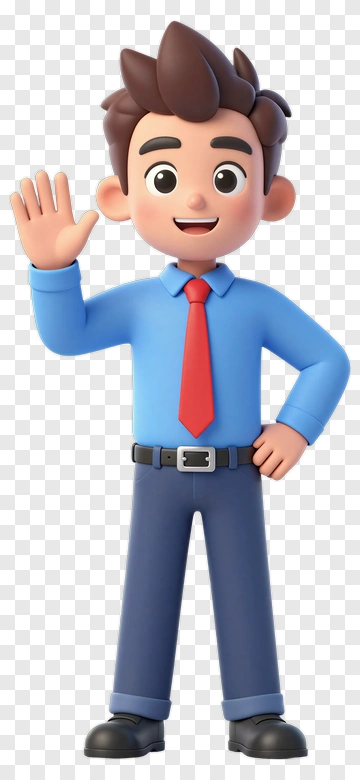 Cartoon Businessman Waving Hello PNG