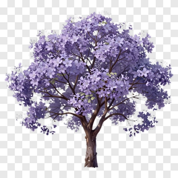 Colorful Tree With Purple Flowers PNG