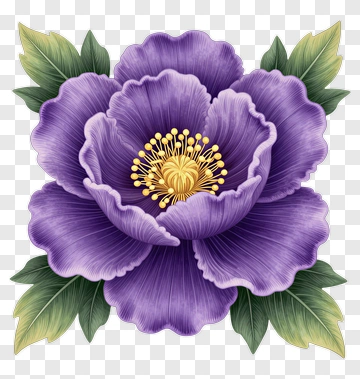 Purple Flower With Yellow Center PNG