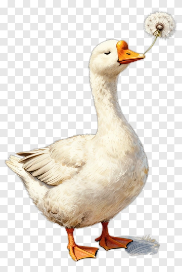 Cartoon Goose With Dandelion PNG