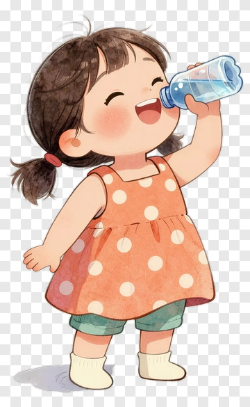 Happy Girl Drinking Water From A Bottle PNG