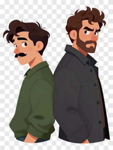 Cartoon Men Standing Back To Back PNG