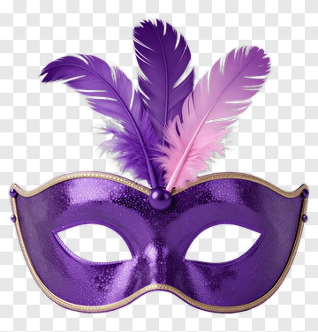 Purple Feathered Carnival Mask PNG