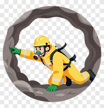 Rescue Worker Crawling Through A Tunnel PNG