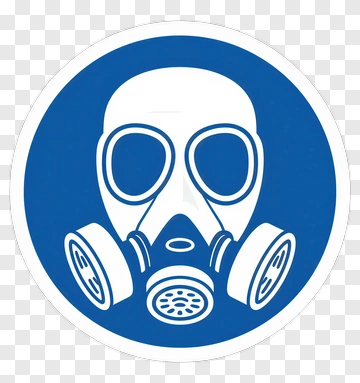 Gas Mask Icon On Blue Background PNG