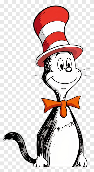 Cartoon Cat In A Red And White Hat PNG
