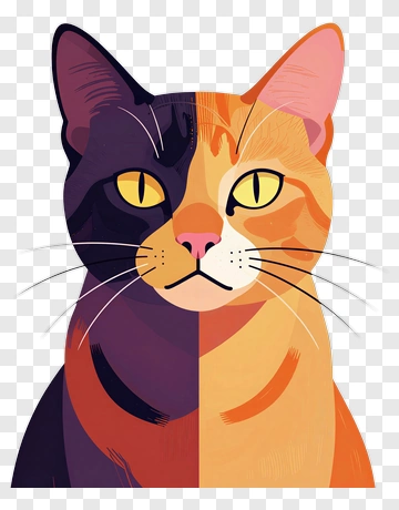 Colorful Cat Portrait PNG