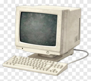 Vintage Computer With Keyboard PNG