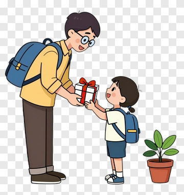 Father Giving A Gift To Child PNG