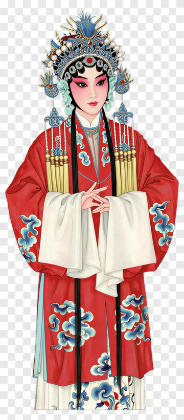 Traditional Chinese Opera Performer In Elaborate Costume PNG