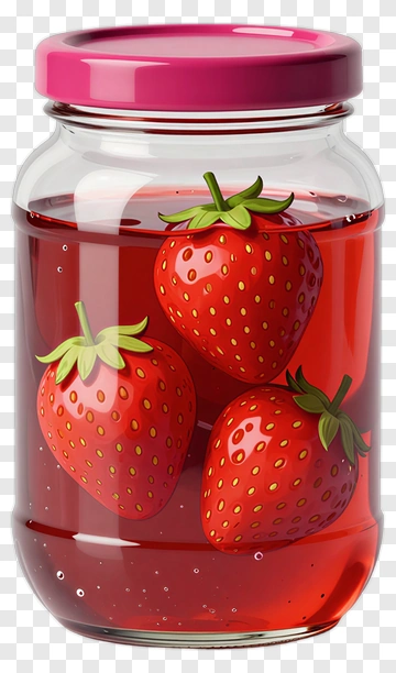 Jar Of Strawberries In Syrup PNG