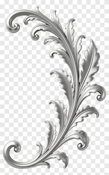 Ornate Silver Leaf Design PNG